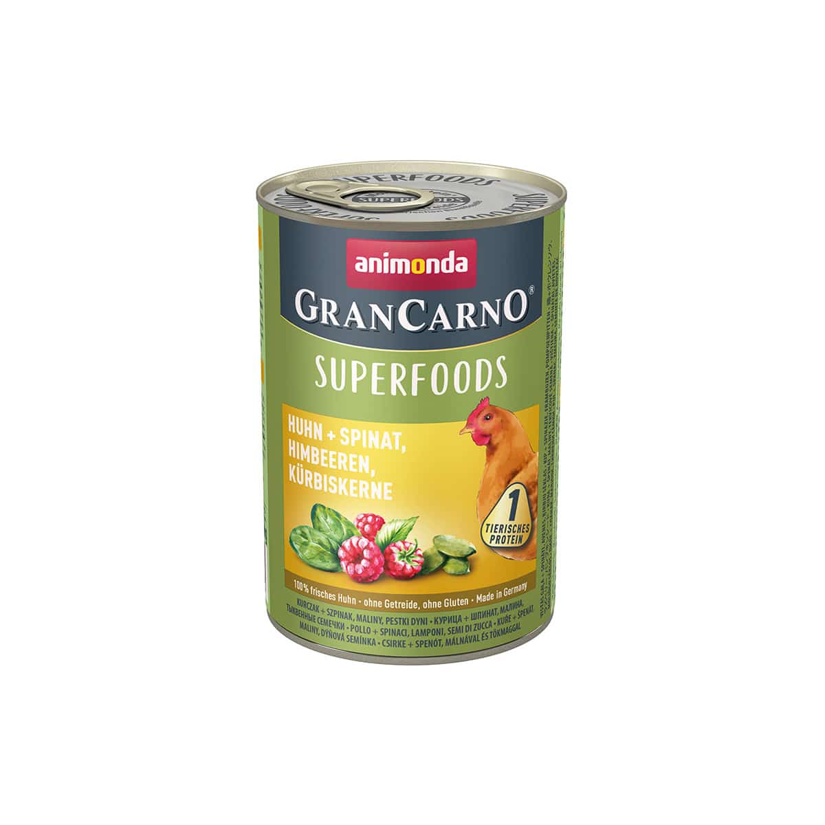animonda GranCarno superfoods Huhn + Spinat + Himbeer + Kürbiskern 24x400g