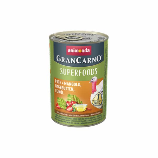 animonda GranCarno superfoods Pute + Mangold + Hagebutte + Leinöl 6x400g