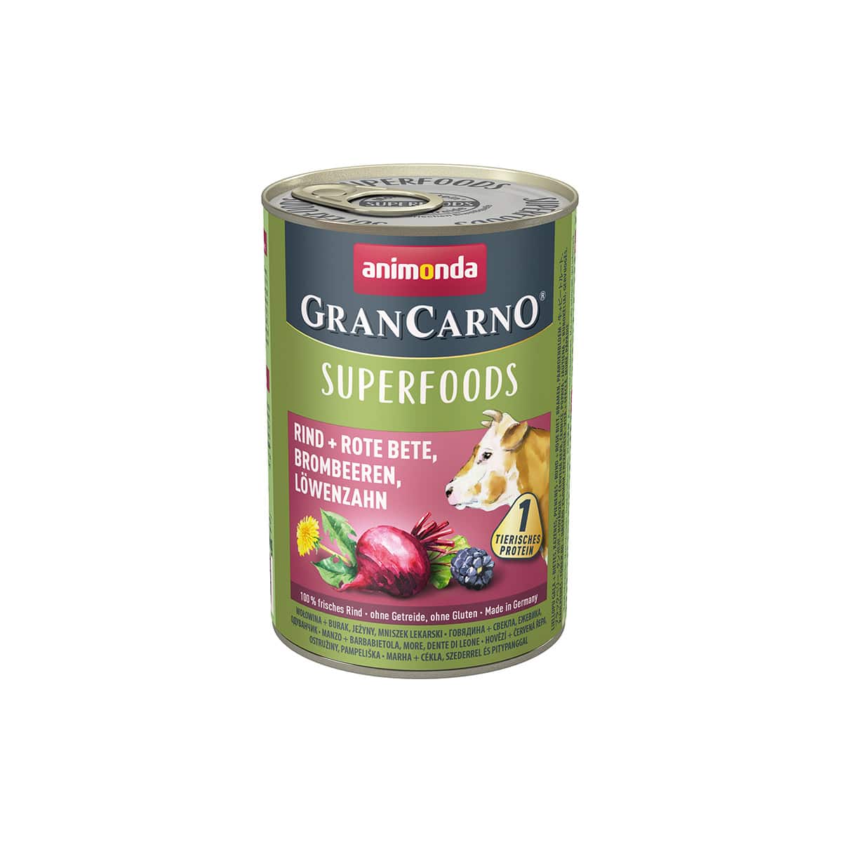 animonda GranCarno superfoods Rind + RotBet + Brombeere + Löwenzahn 24x400g