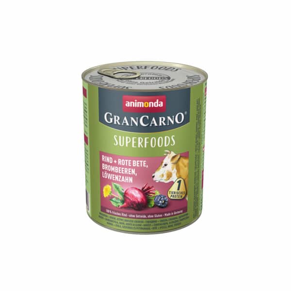 animonda GranCarno superfoods Rind + rote Bete + Brombeere + Löwenzahn 6x800g