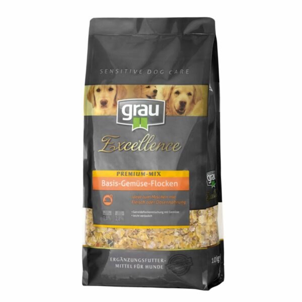 Grau Excellence Hunde-Trockenfutter Premium-Mix Basis-Gemüse-Flocken 2x10kg