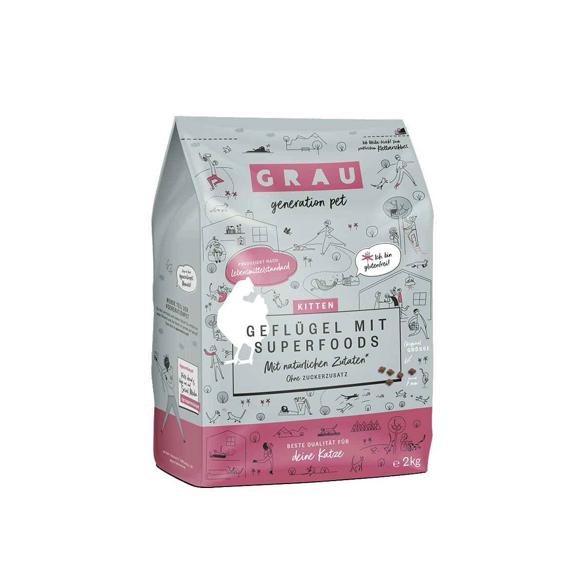 Grau Katze Kitten Geflügel mit Superfoods 2kg