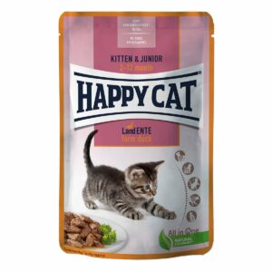 Happy Cat Kitten & Junior Land Ente Pouch 48x85g