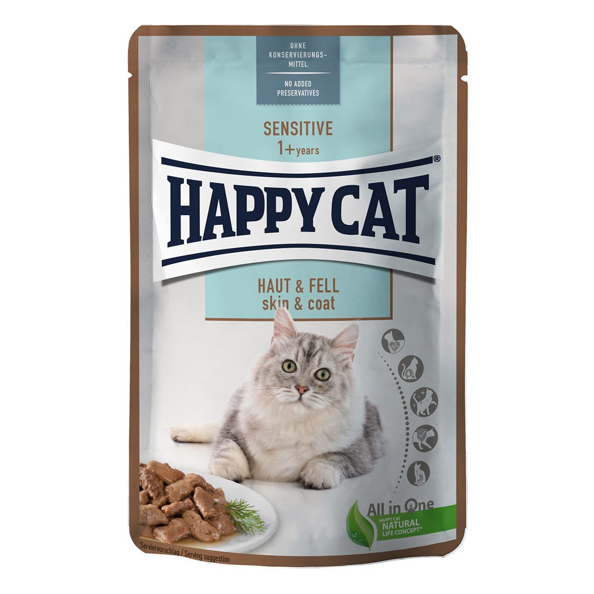 Happy Cat Sensitive Meat in Sauce Haut & Fell Pouch 24x85g