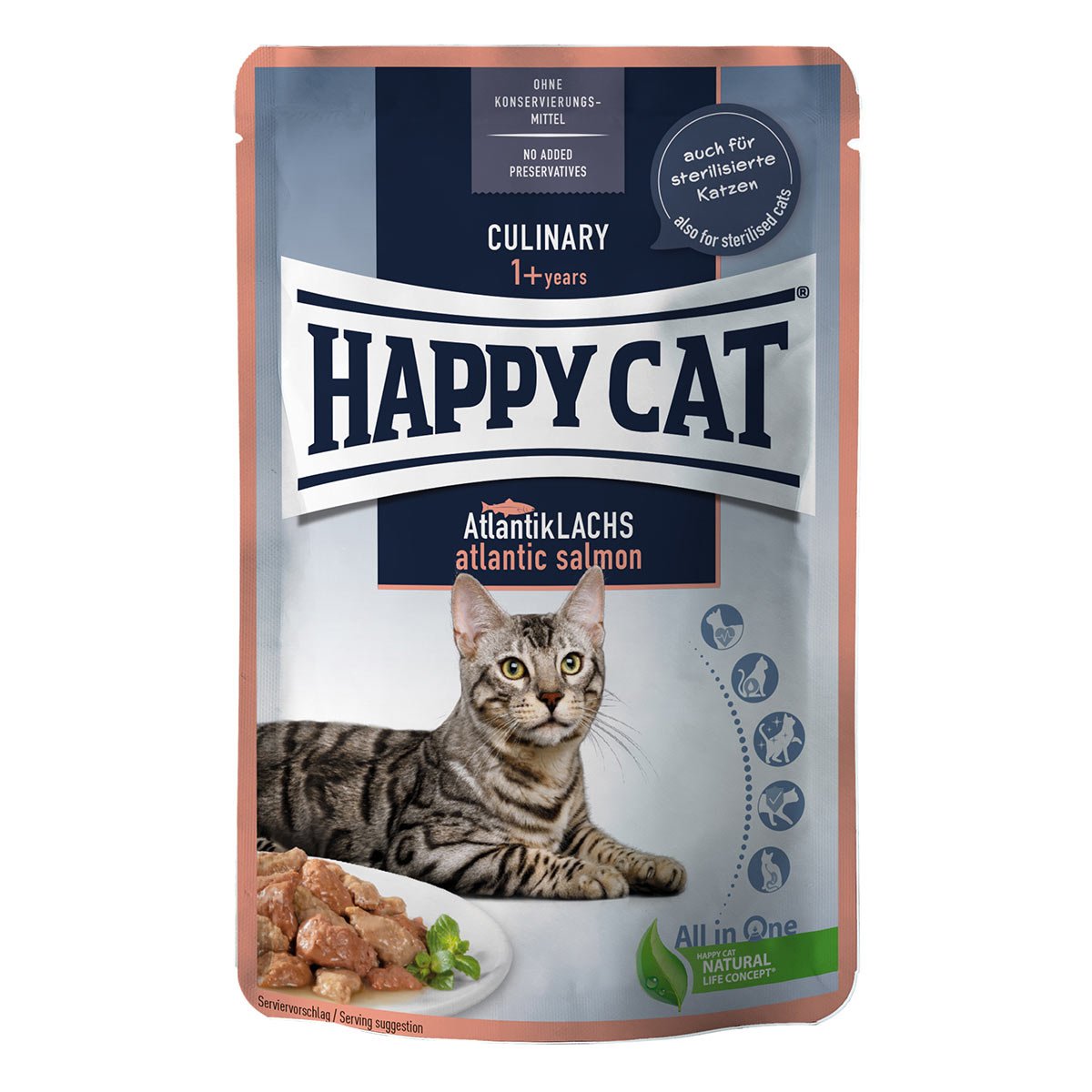 Happy Cat Tray Culinary Meat in Sauce Atlantik Lachs 12x85g