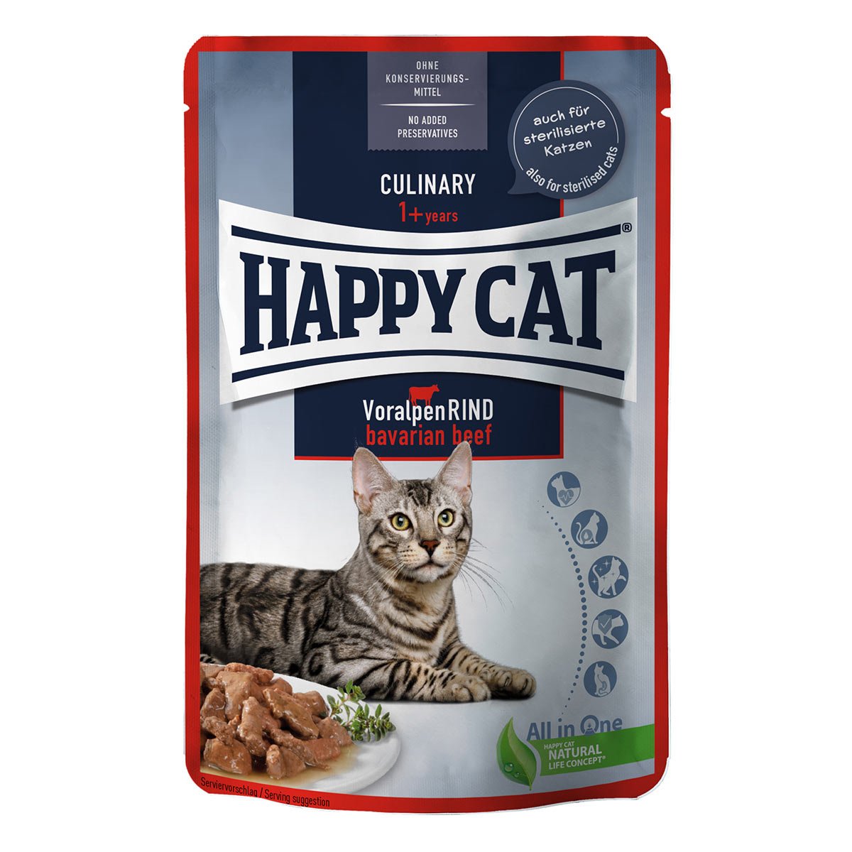 Happy Cat Tray Culinary Meat in Sauce Voralpen Rind 24x85g