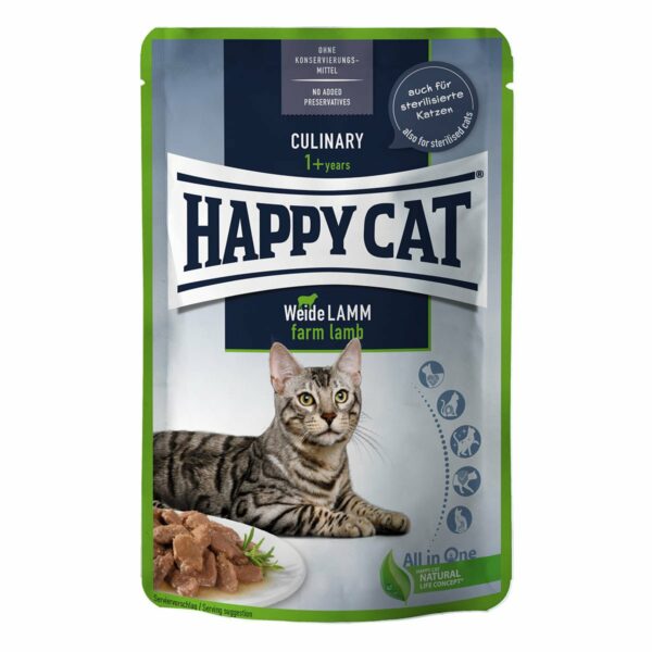 Happy Cat Tray Culinary Meat in Sauce Weide Lamm 24x85g