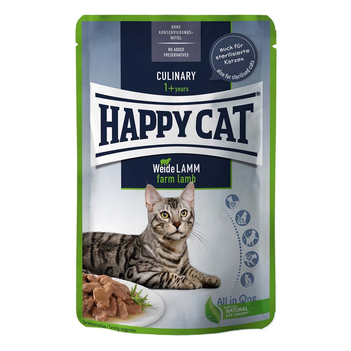 Happy Cat Tray Culinary Meat in Sauce Weide Lamm 12x85g