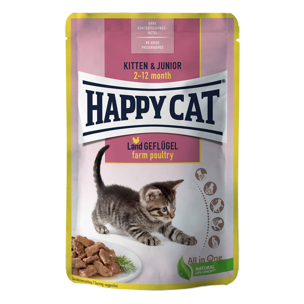 Happy Cat Tray Kitten & Junior Land Geflügel 24x85g