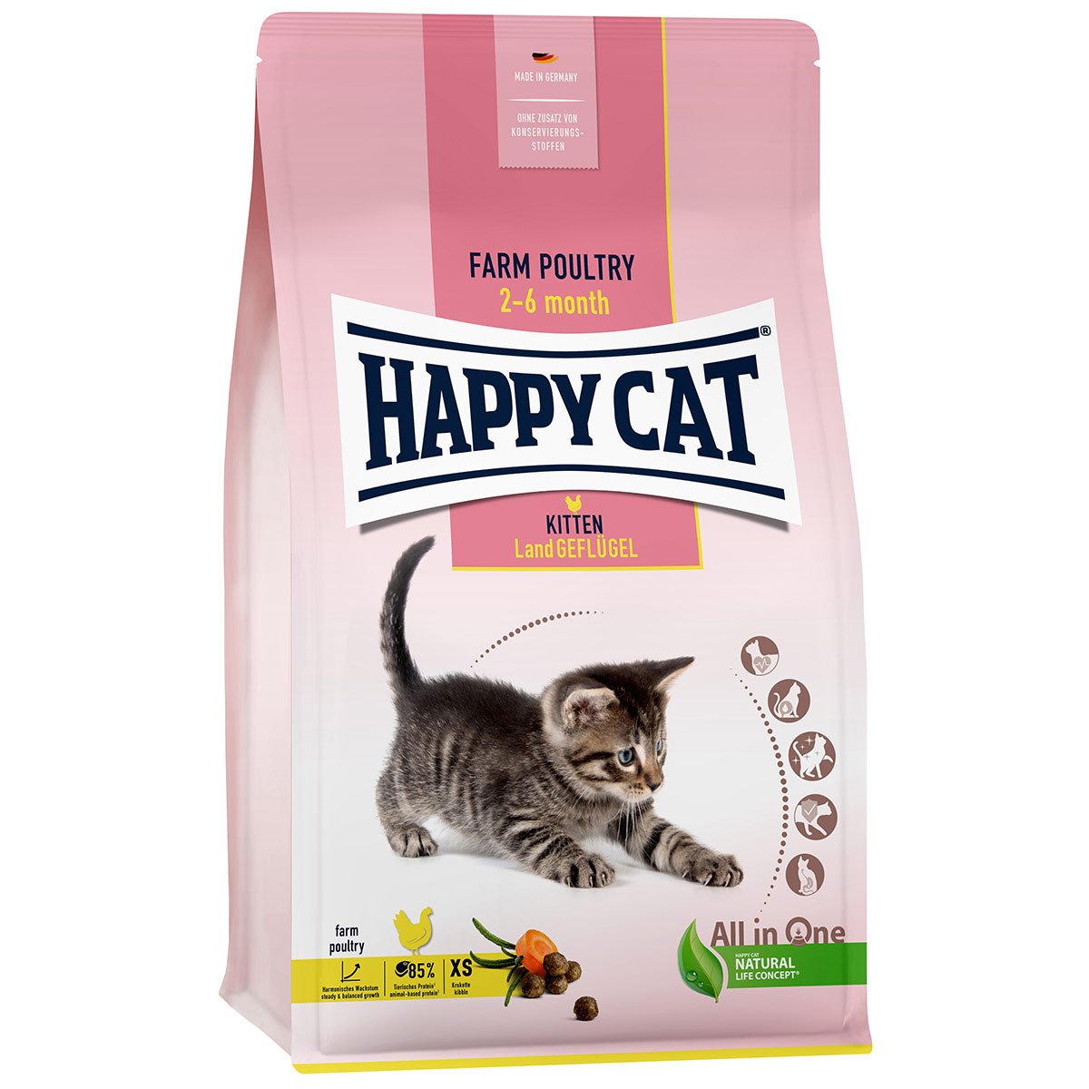 Happy Cat Young Kitten Land Geflügel 4x1