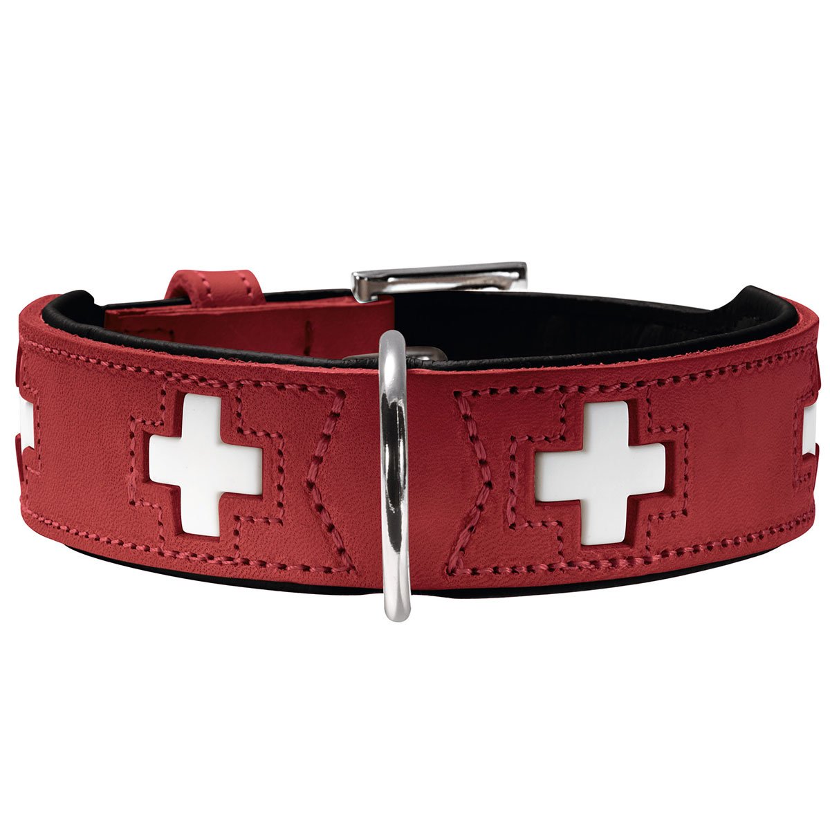 Hunter Swiss Halsband rot/schwarz 37