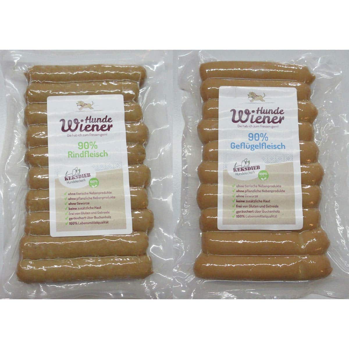 Keksdieb Hunde Wiener 3x Rind und 3x Geflügel Mixpaket