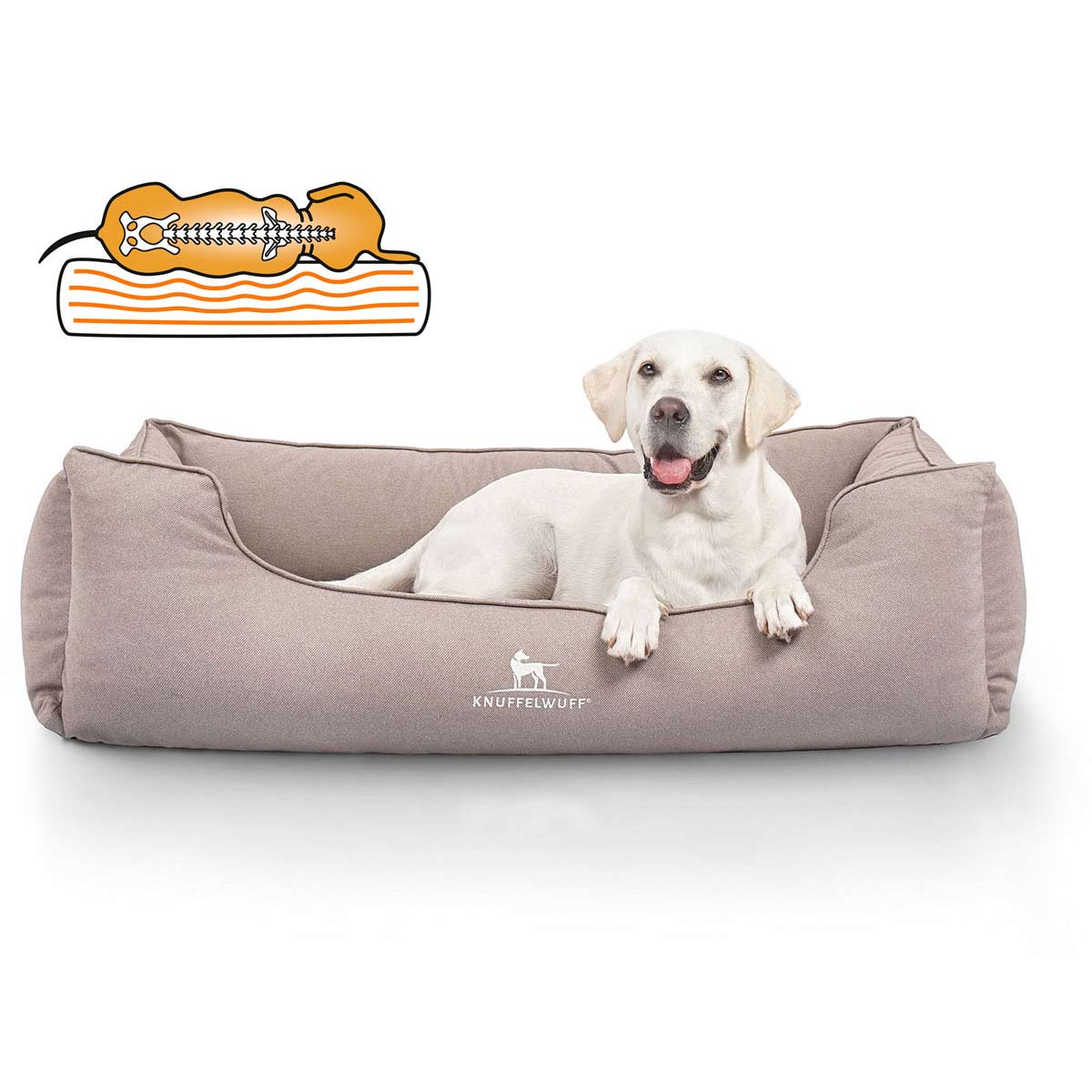 Knuffelwuff orthopädisches wasserabweisendes Hundebett Leon beige/grau M-L