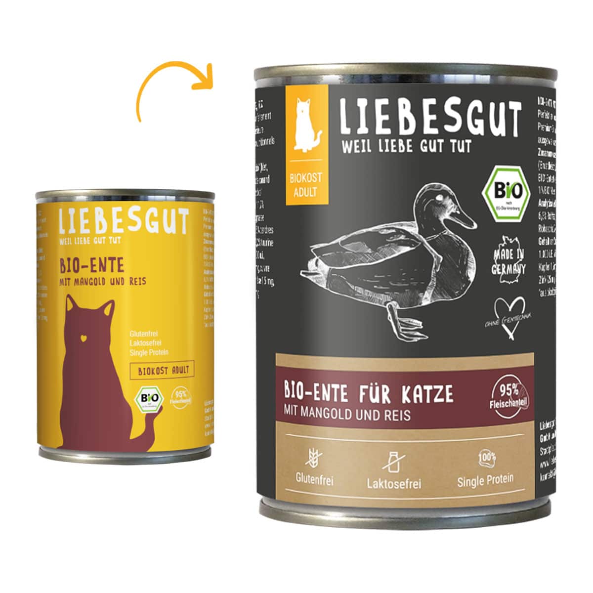 Liebesgut Biokost Adult Katze mit Ente