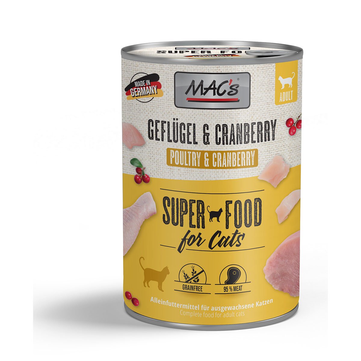 MAC's Cat Fleischmenü Geflügel und Cranberry 12x400g