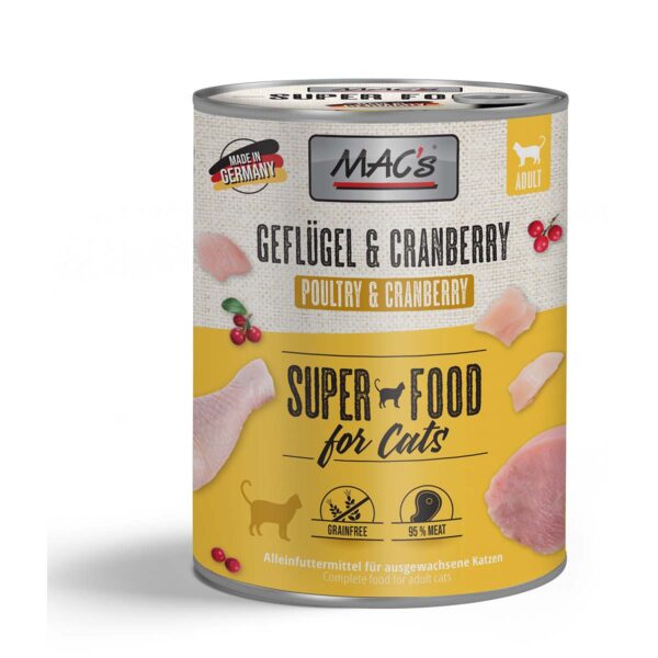 MAC's Cat Fleischmenü Geflügel und Cranberry 12x800g