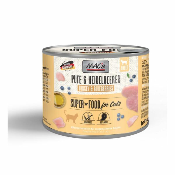 MAC's Cat Fleischmenü Pute und Heidelbeeren 12x200g