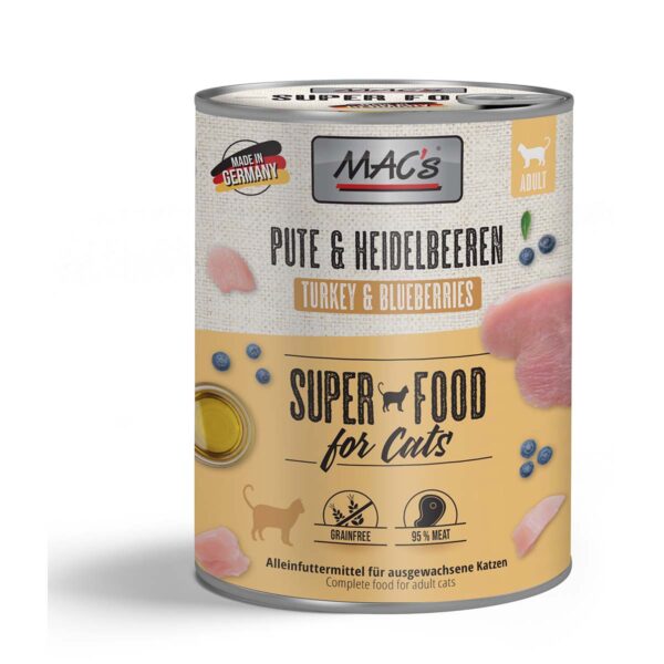 MAC's Cat Fleischmenü Pute und Heidelbeeren 12x800g