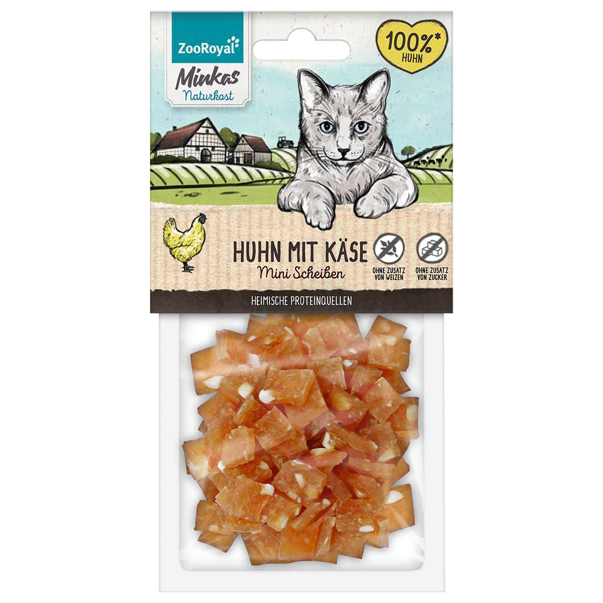 ZooRoyal Minkas Naturkost Mini Scheiben Huhn mit Käse 50g