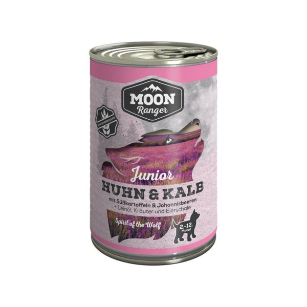 MOON Ranger Junior Huhn & Kalb mit Süßkartoffeln & Johannisbeeren 6x400g