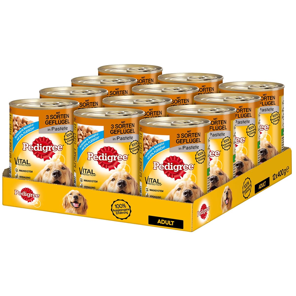 Pedigree mit 3 Sorten Geflügel in Pastete 12x400g