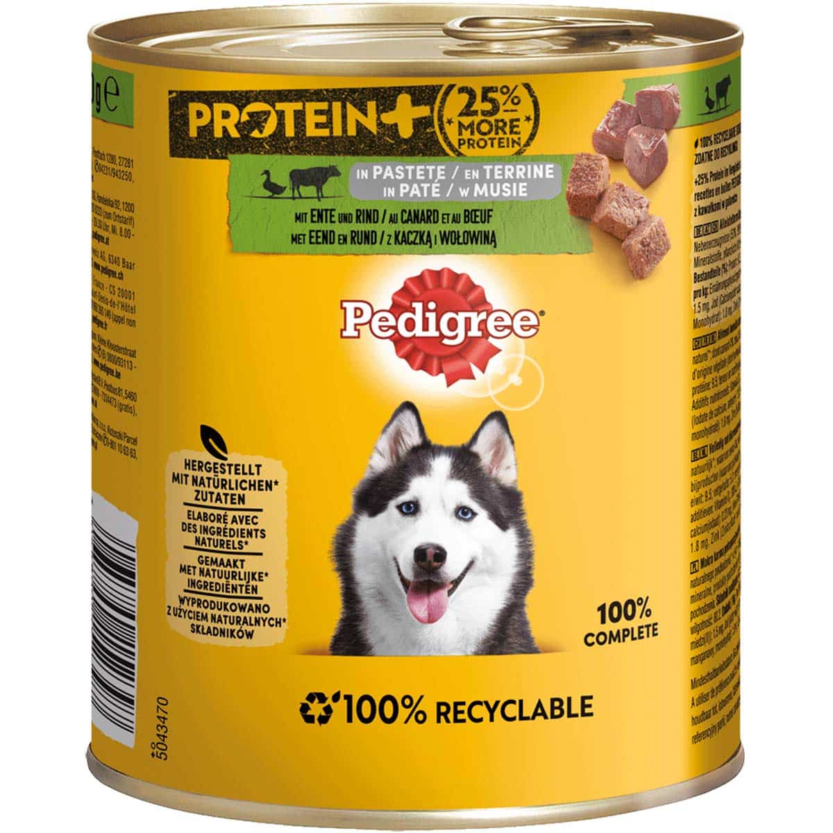 PEDIGREE Protein+ Pastete Ente & Rind 12x800g