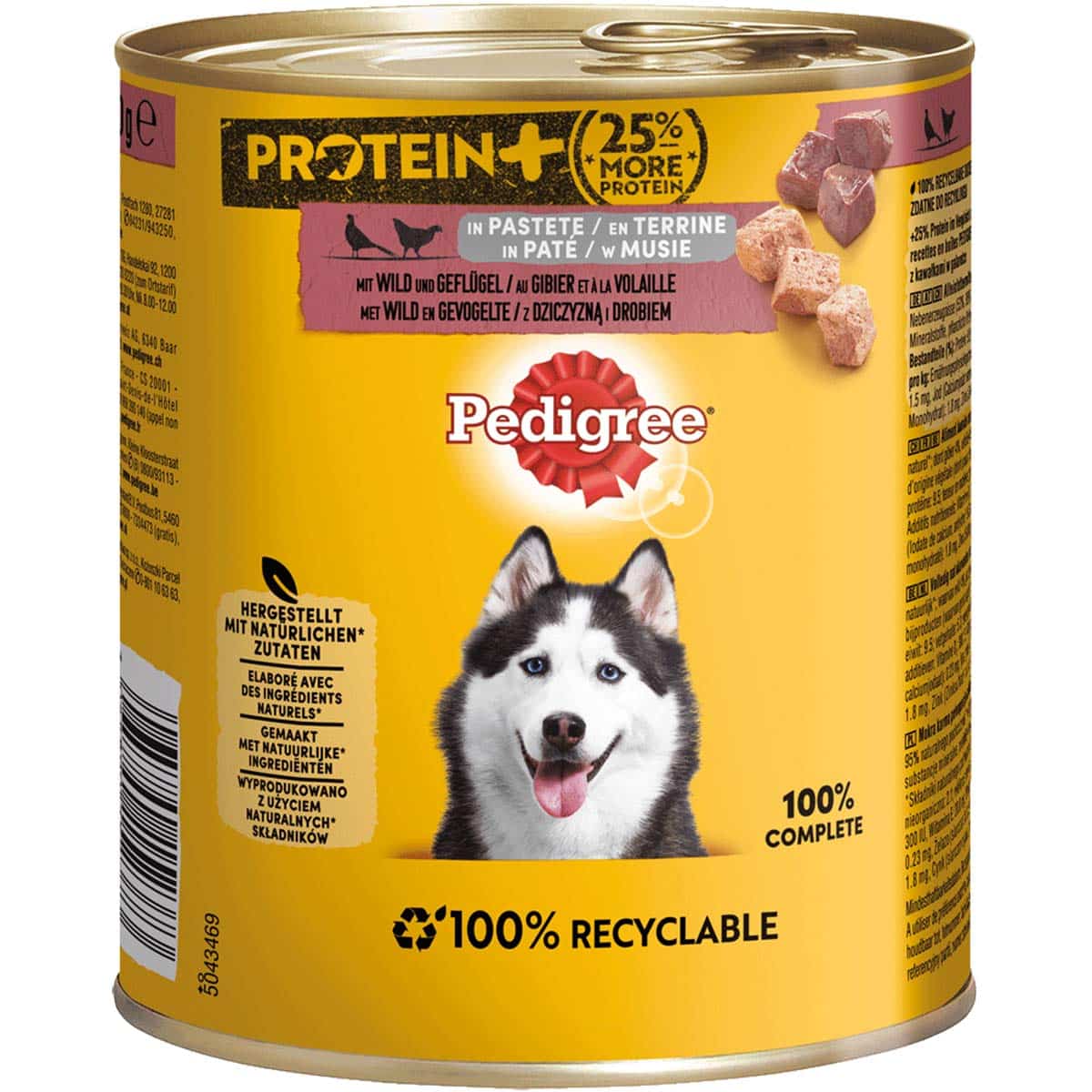 PEDIGREE Protein+ in Pastete Wild & Geflügel 12x800g