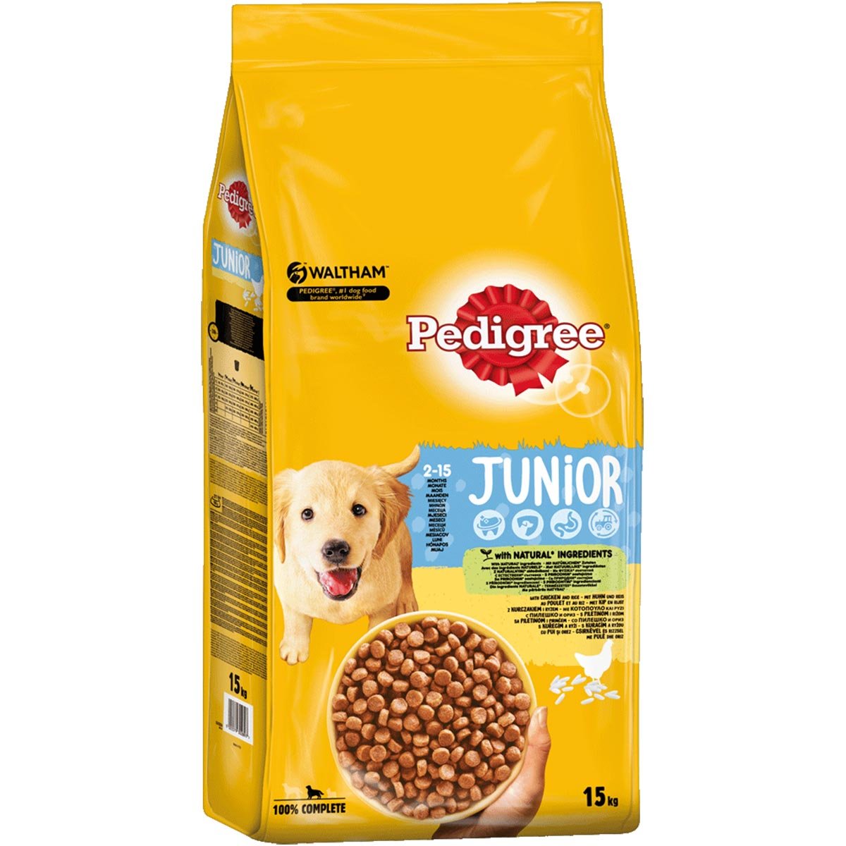 PEDIGREE Trockenfutter Junior mit Huhn und Reis 15kg