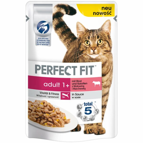 Perfect Fit Katzenfutter Adult mit Rind & Karotten 12x85g