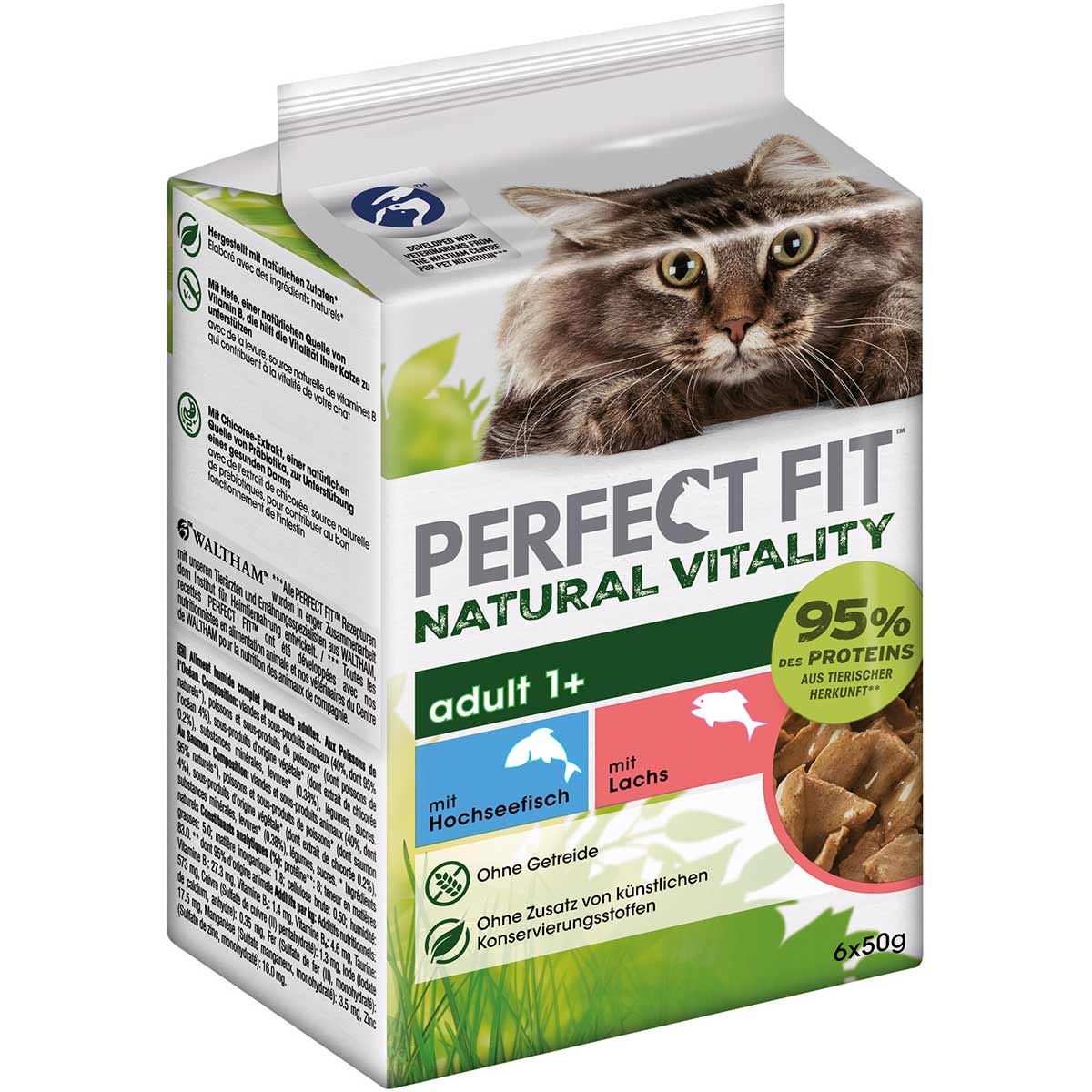 PERFECT FIT Katze Natural Vitality Adult 1+ mit Hochseefisch und Lachs 6x50g