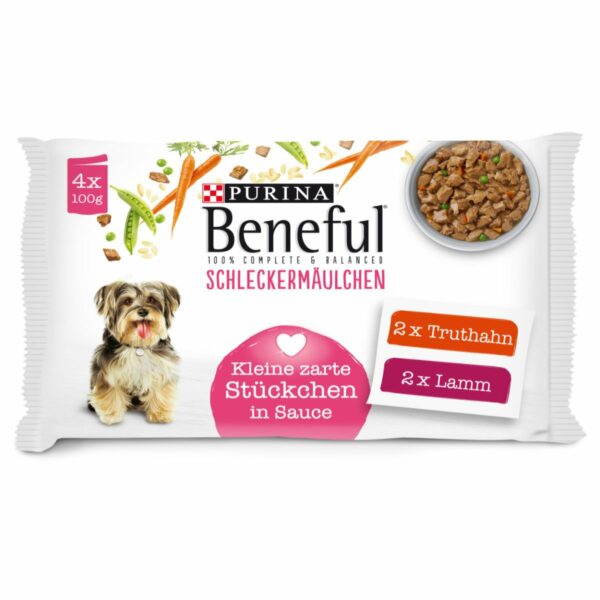 PURINA BENEFUL Schleckermäulchen mit köstlichem Lamm & leckerem Truthahn 5x4x100g