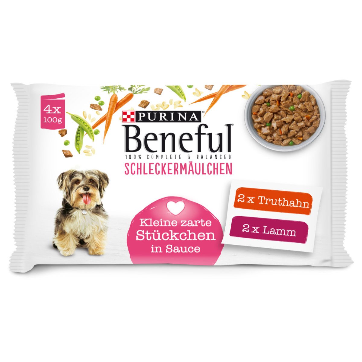 PURINA BENEFUL Schleckermäulchen mit köstlichem Lamm & leckerem Truthahn 5x4x100g