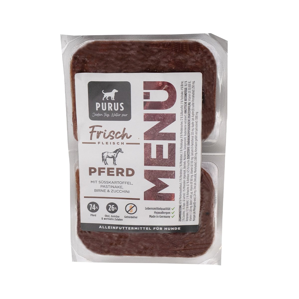 Purus Frischfleisch Menü Pferd 14kg Paket