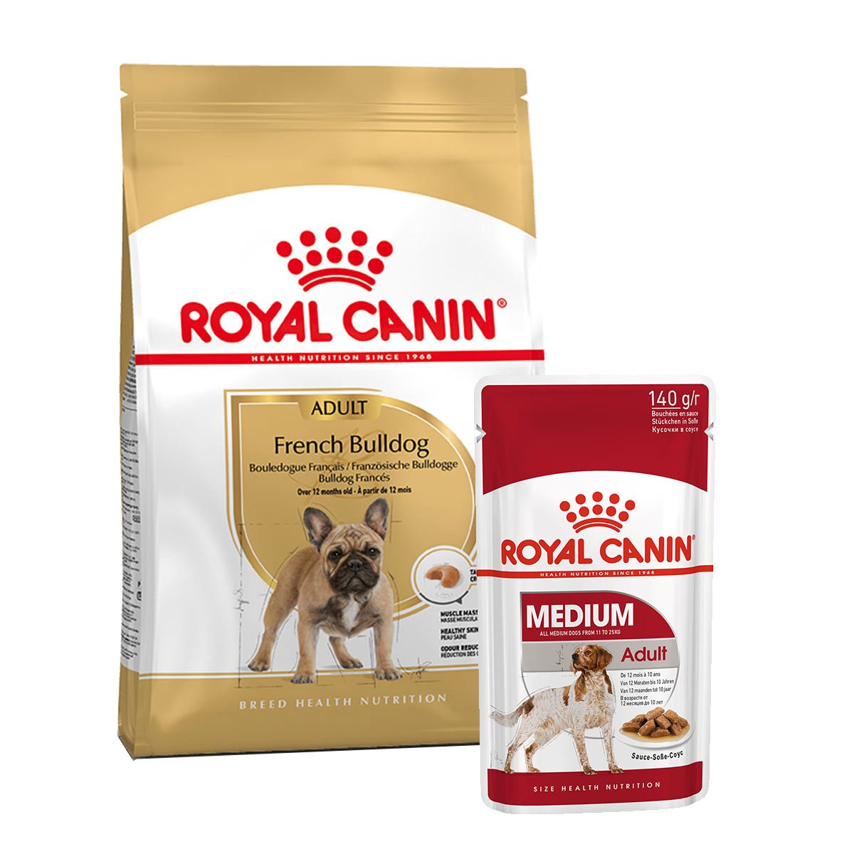 ROYAL CANIN French Bulldog Adult 3kg + Medium Adult in Soße 10x140g