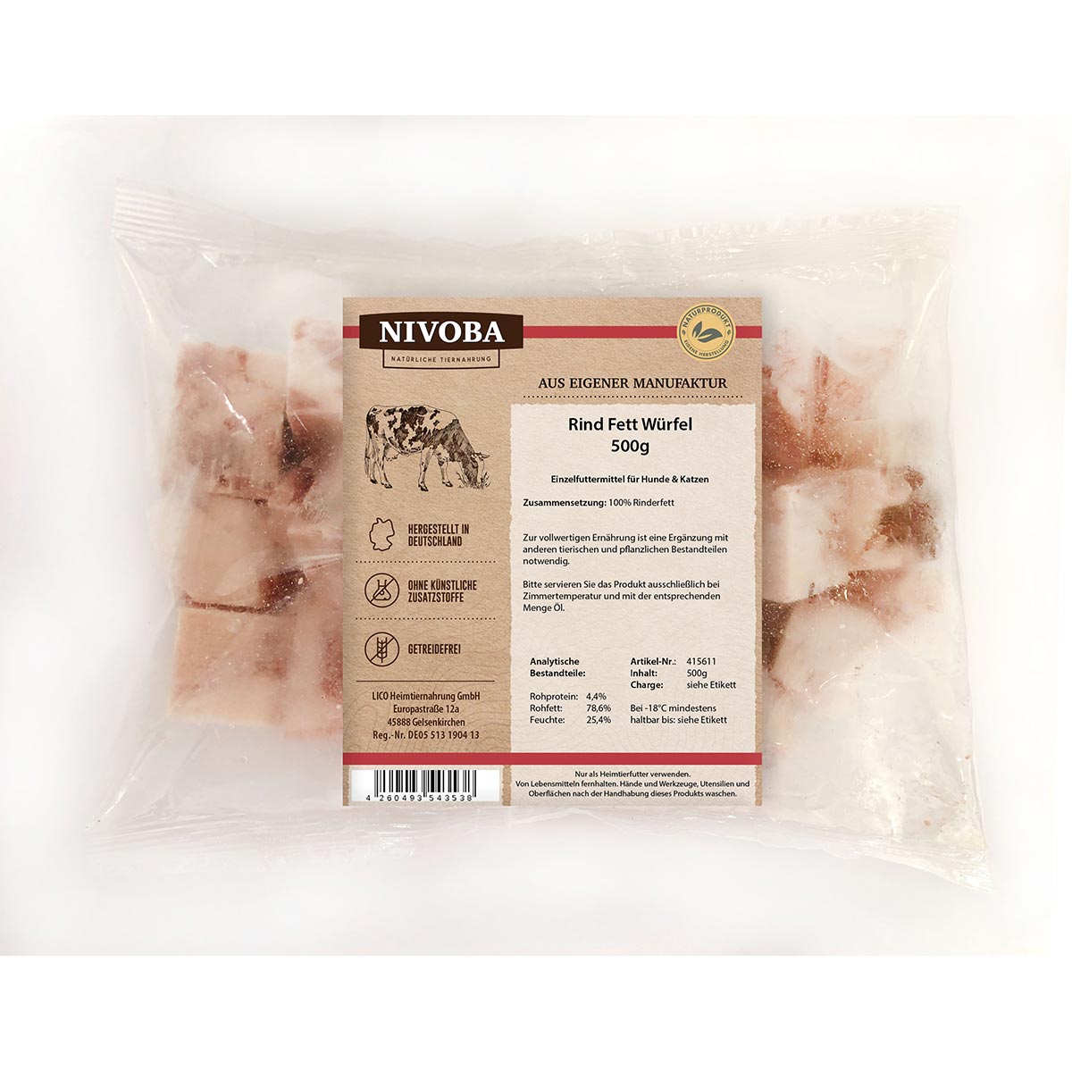 Nivoba Rind Fett Würfel 18x500g