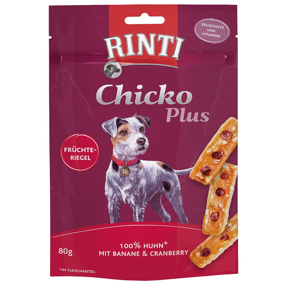 RINTI Chicko Plus Früchteriegel mit Huhn 6x80g