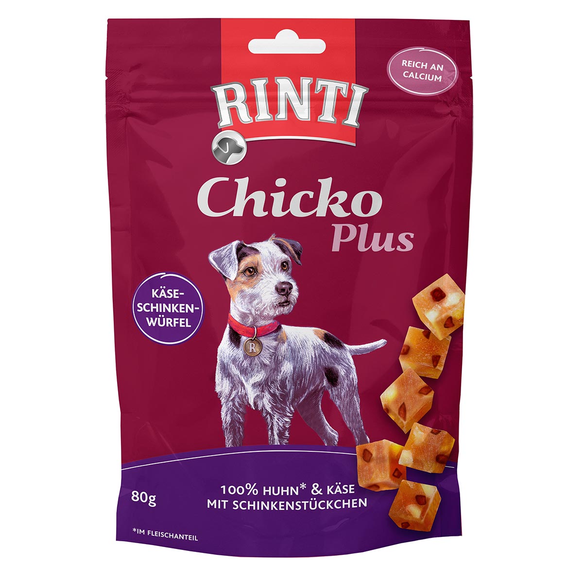 RINTI Chicko Plus Käse-Schinken-Würfel 80g