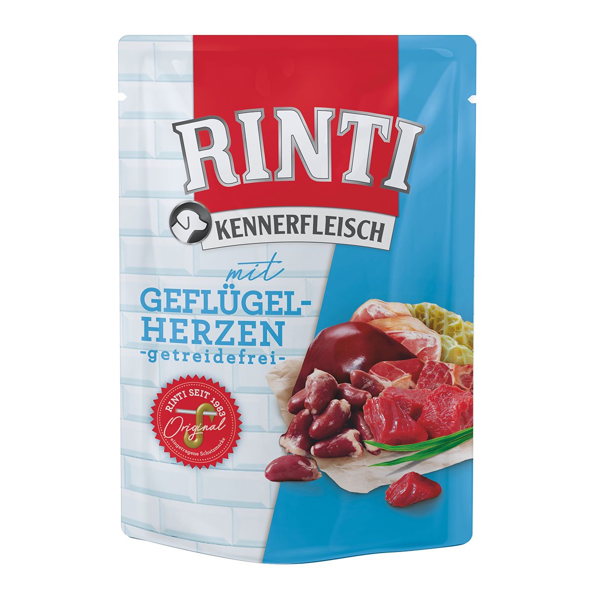 Rinti Kennerfleisch mit Geflügelherzen Pouch 10x400g