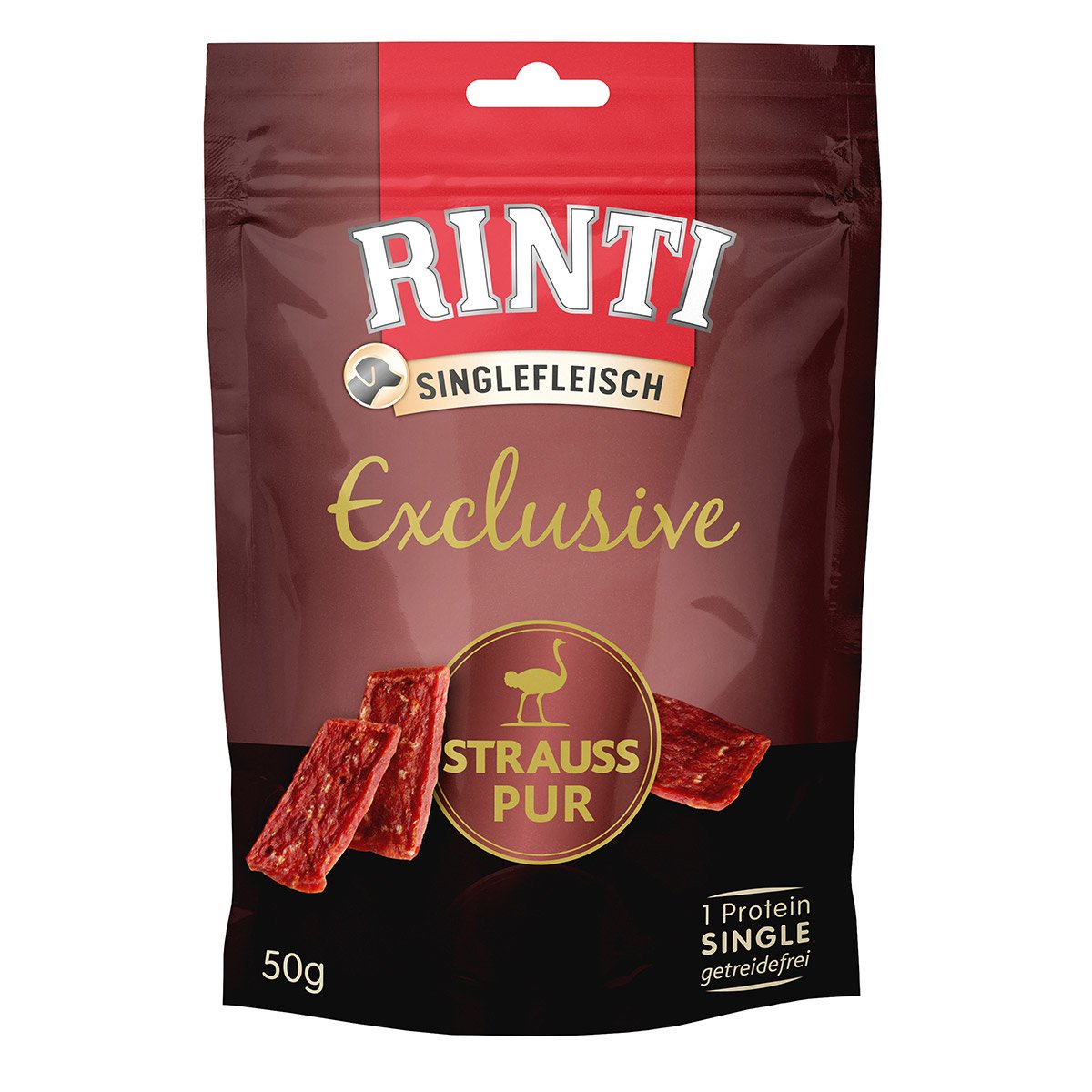 Rinti Singlefleisch Exclusive Snack Strauss pur 50g