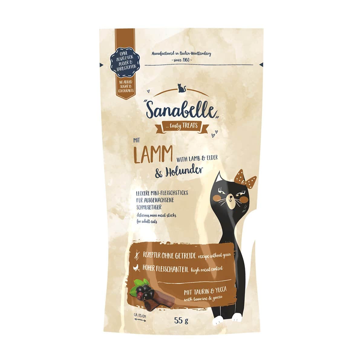 Sanabelle Katzensnack Lamm & Holunder 55g