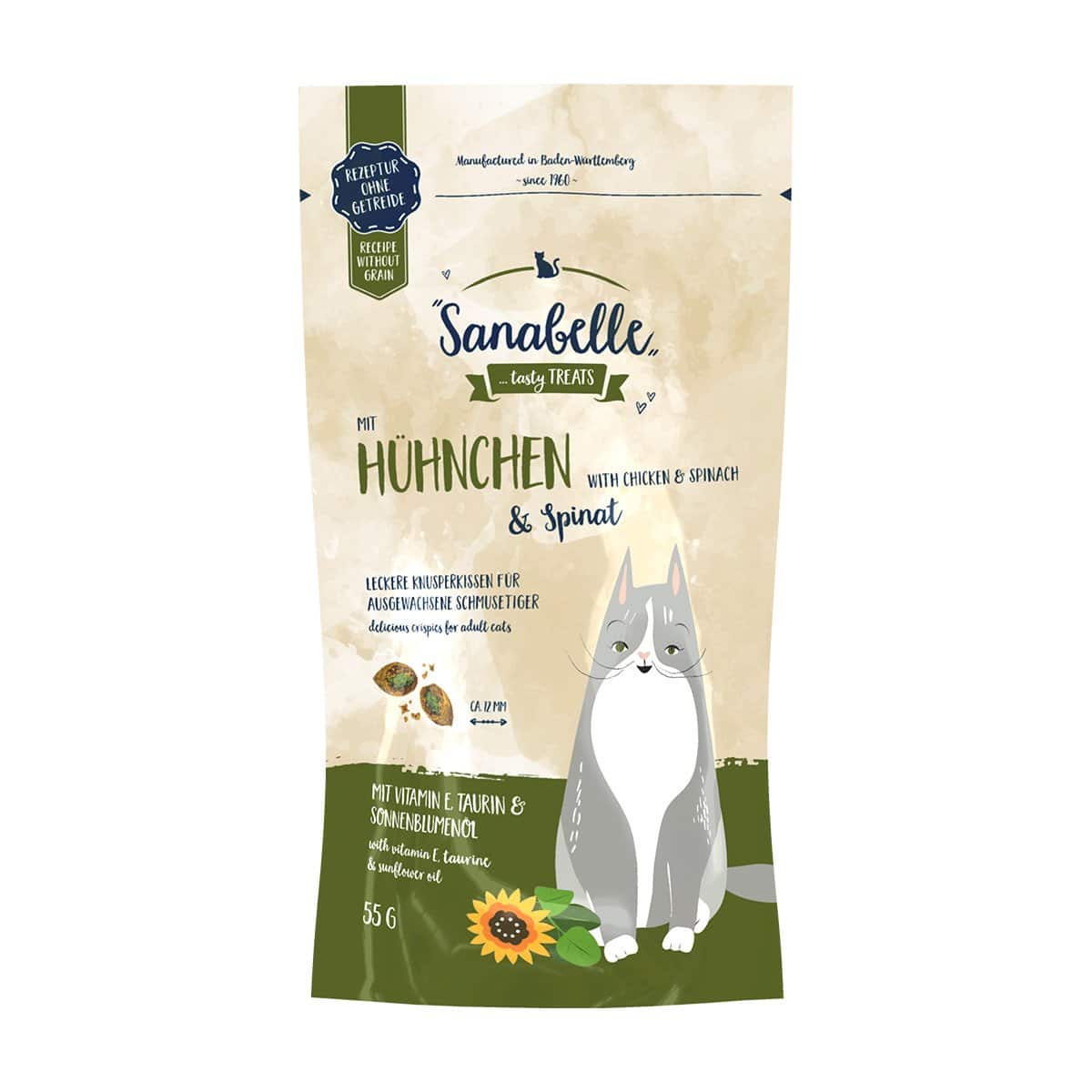 Sanabelle Knusperkissen Huhn & Spinat 55g