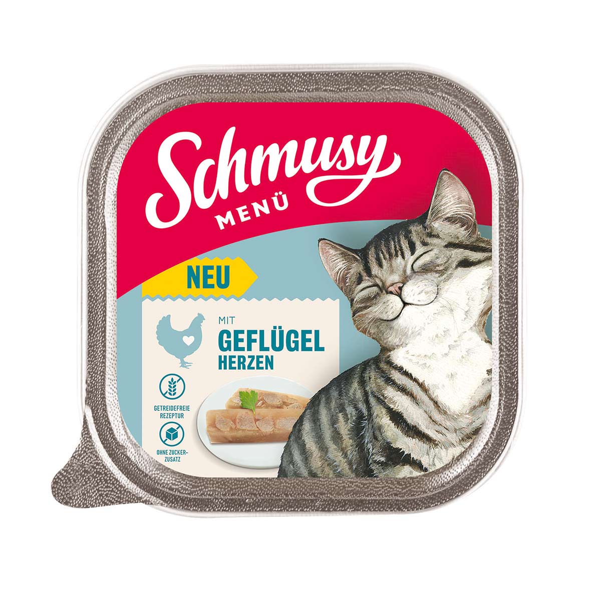 Schmusy Menü mit Geflügelherzen 16x100g