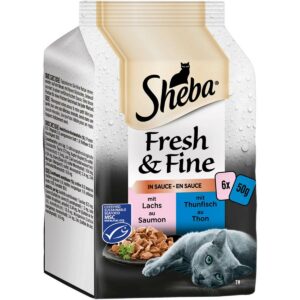 Sheba Fresh & Fine in Sauce mit Lachs & Thunfisch 36x50g