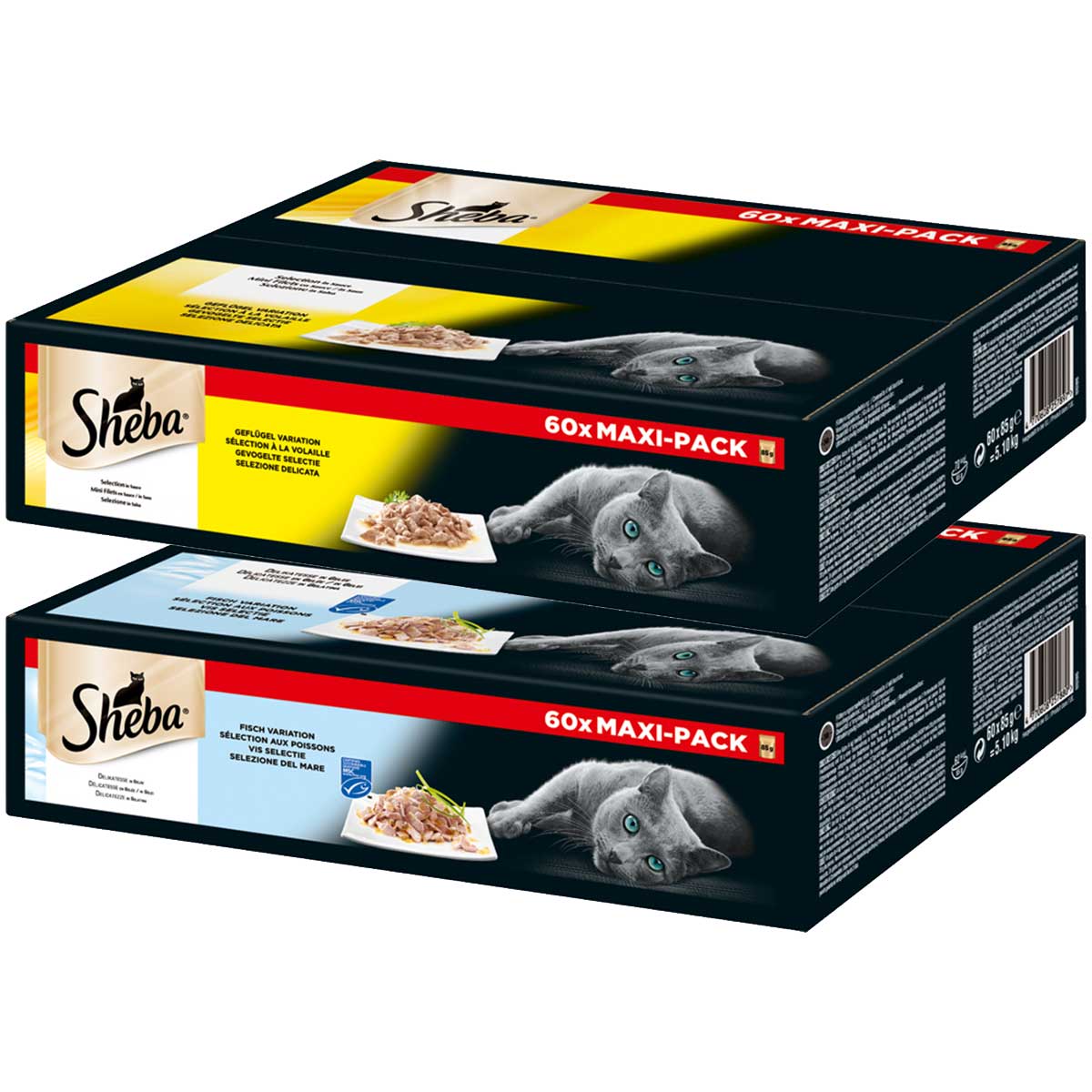 Sheba Portionsbeutel Mega-Multipack in Sauce und Gelee 120x85g