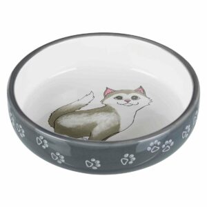 Trixie Keramiknapf Katze für kurznasige Rassen grau/weiß 0