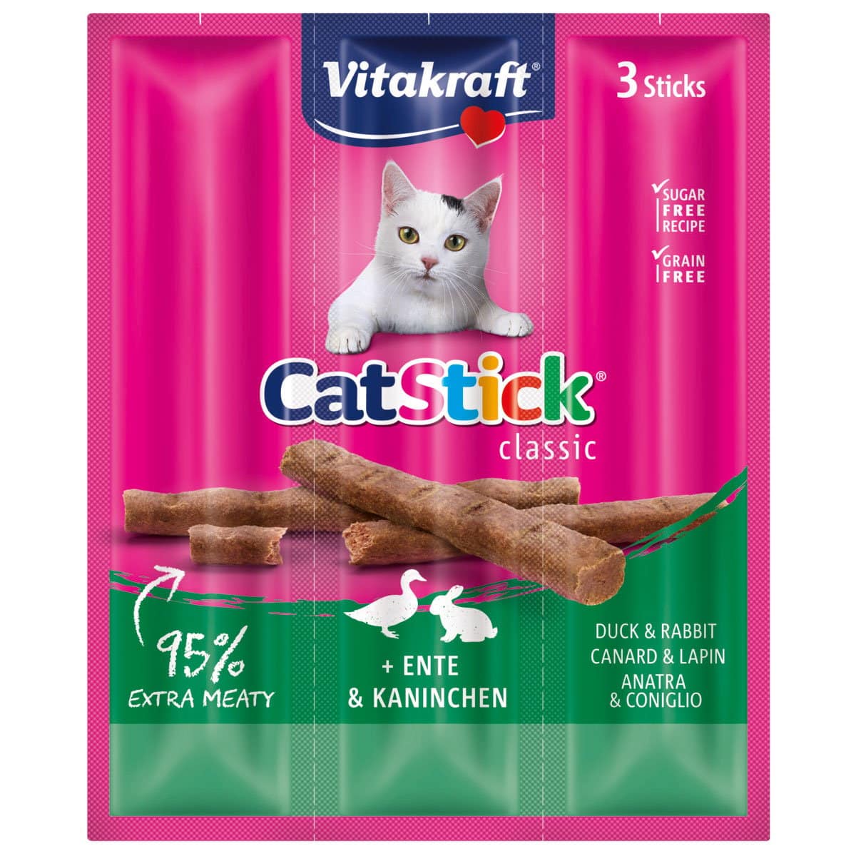 Vitakraft Cat-Stick mini Ente & Kaninchen 10x3 Stück