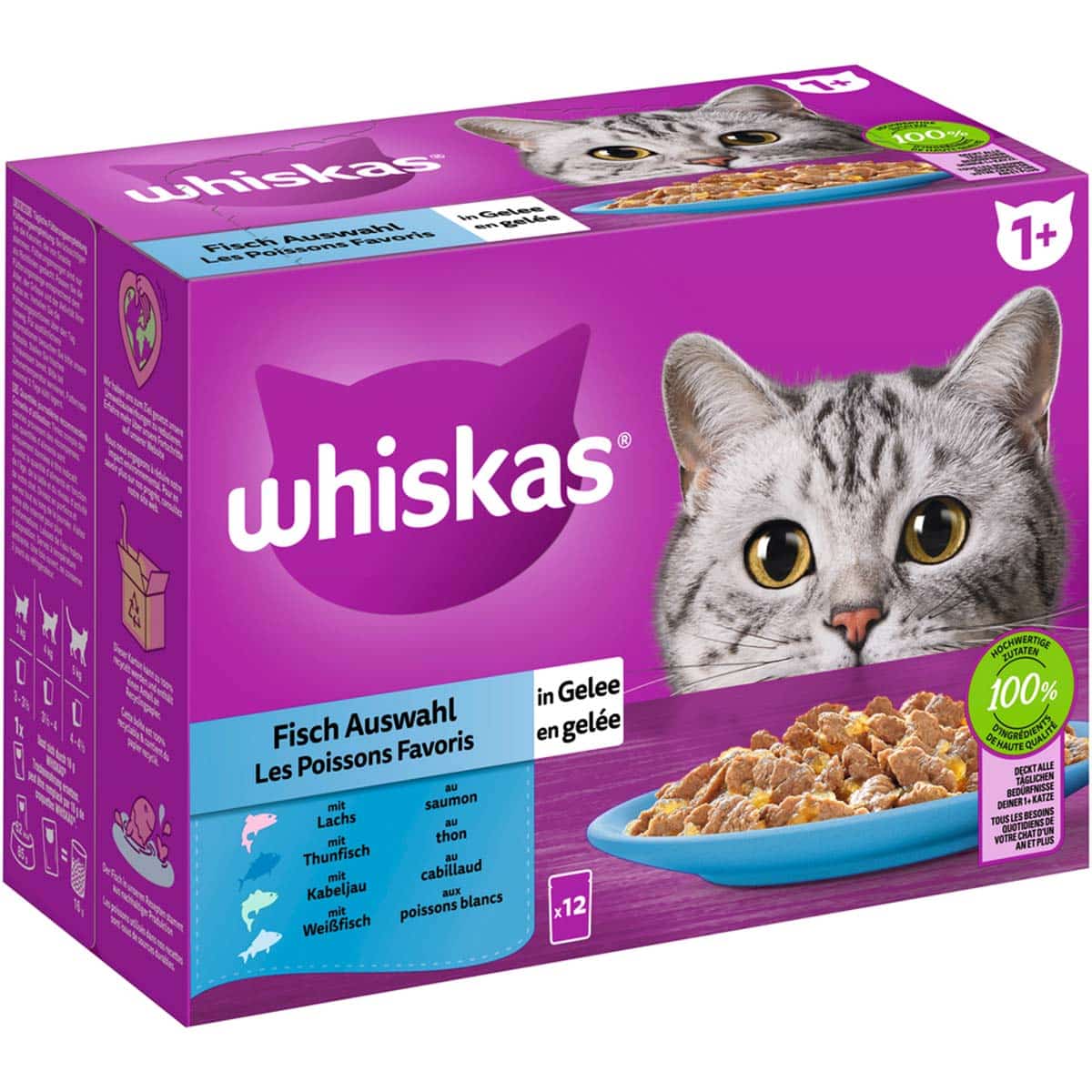 Whiskas Multipack 1+ Fisch Auswahl Gelee 12x85g