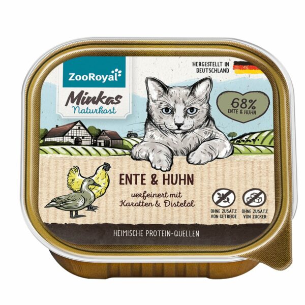 ZooRoyal Minkas Naturkost Adult Ente & Huhn mit Karotten & Distelöl 16x100g