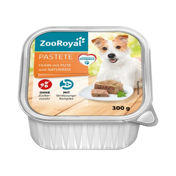 ZooRoyal Pastete Huhn mit Pute und Naturreis 9x300g