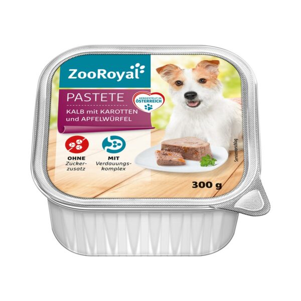 ZooRoyal Pastete Kalb mit Karotten und Apfel 6x300g